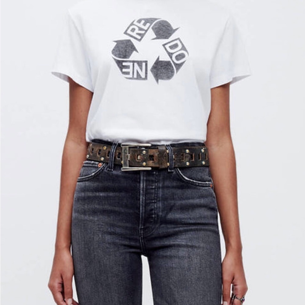 Re/Done White Graphic Short Sleeve Tee